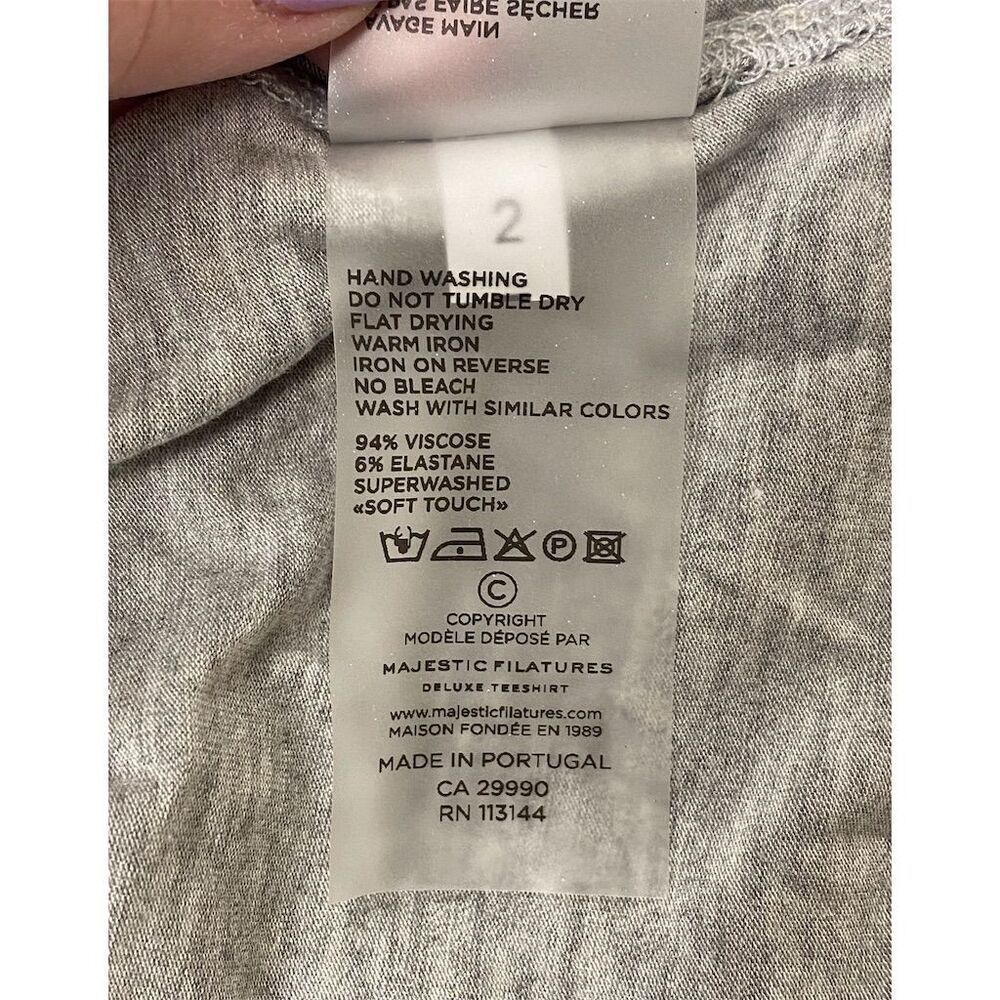 Majestic Filatures NWT Women's V-Neck Drawstring Hoodie in Gray Size 2/Small - Picture 8 of 10